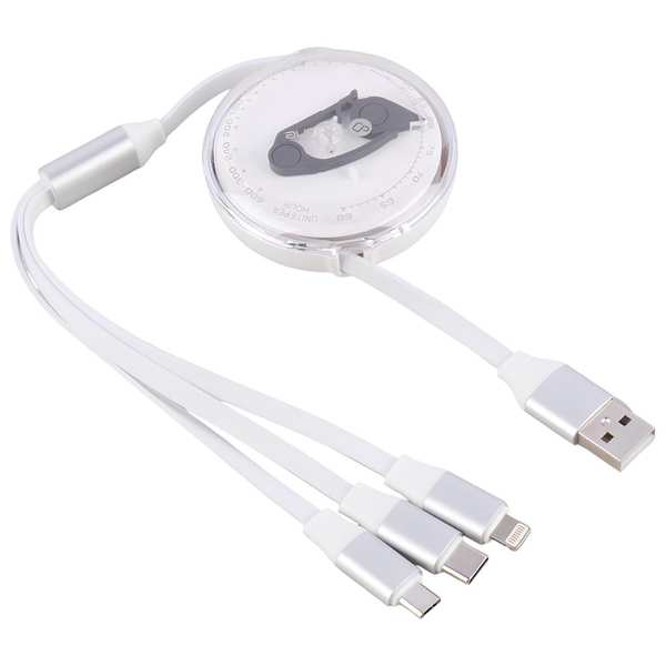 کابل شارژ چند سر جمع شونده یو اس بی به تایپ سی، لایتنینگ و میکرو 2.4 آمپر 110 سانتیمتری پرووان PCC118R - تصویر 3