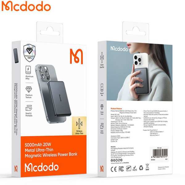 پاوربانک وایرلس مگ سیف 20 وات 5000 مک دودو MC-464 - تصویر 16