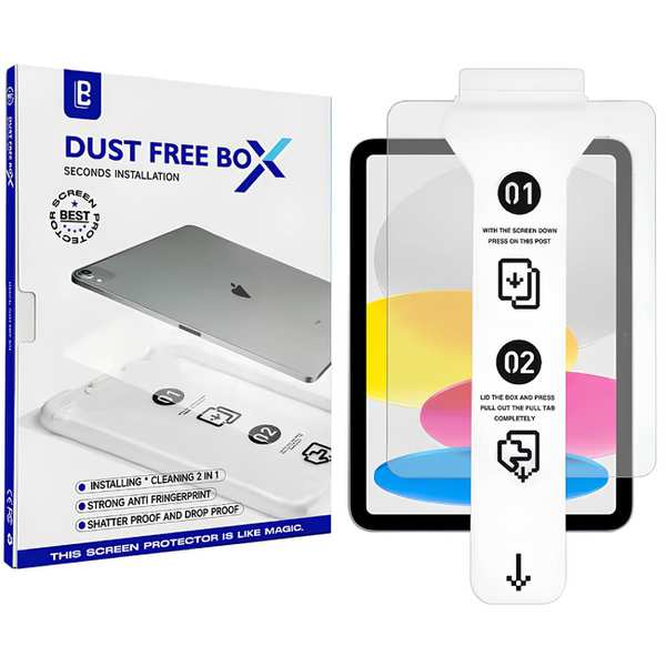 محافظ صفحه نمایش شیشه ای تبلت آیپد ایر 13 2024 همراه با کیت نصب Dust Free Box