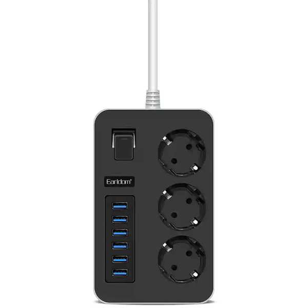 چندراهی برق ارتدار 3 سوکت و 6 پورت یو اس بی 3000 وات ارلدام SC07
