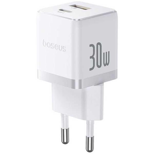 شارژر دیواری فست تایپسی و یو اس بی 30 وات بیسوس با کابل دو سر تایپ سی CCZC30UE - تصویر 2