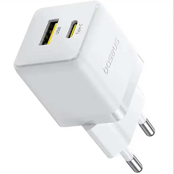 شارژر دیواری فست تایپسی و یو اس بی 30 وات بیسوس با کابل دو سر تایپ سی CCZC30UE - تصویر 3