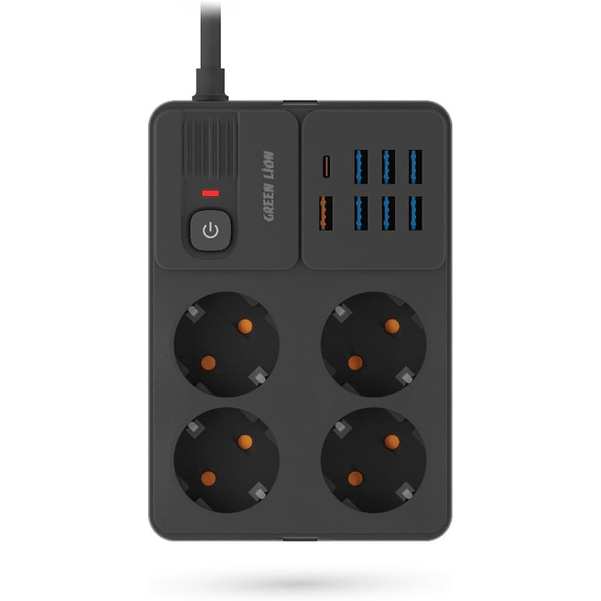 چندراهی برق 4 سوکت، 7 یواسبی و یک تایپسی گرین لاین GNPS7UPDEUBK