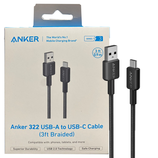 کابل شارژ یواسبی 2.0 به تایپسی 15 وات 90 سانتیمتری انکر 322 a81h5h11