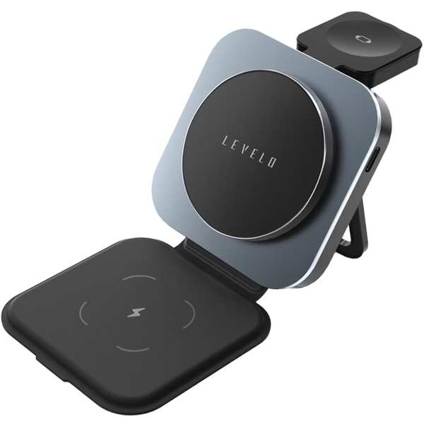 هولدر شارژر وایرلس 15 وات آیفون، ایرپاد، اپل واچ تاشو لِوِلو LVLTF31WCBK