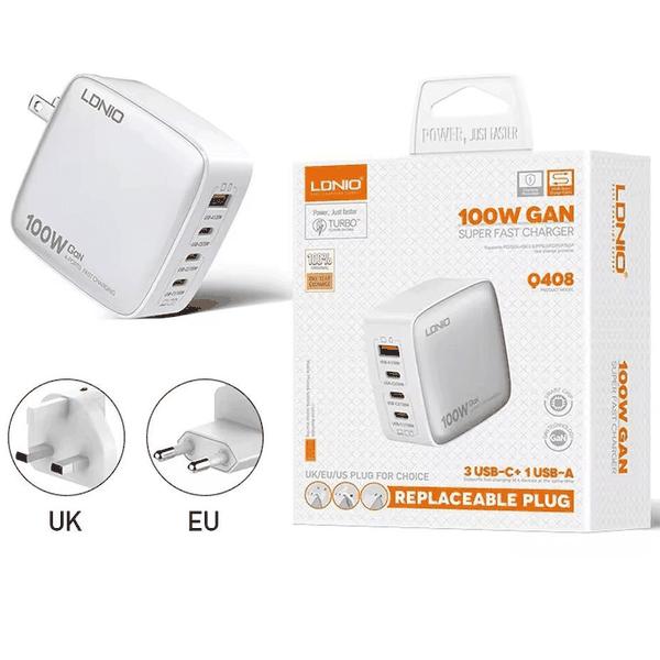 شارژر دیواری شارژ سریع 100 وات USB و Type-C الدنیو Q408