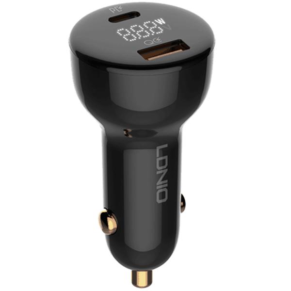 شارژر فندکی فست شارژ ماشین تایپسی 100 وات و یواسبی 30 وات الدنیو همراه کابل دوسر تایپسی C101