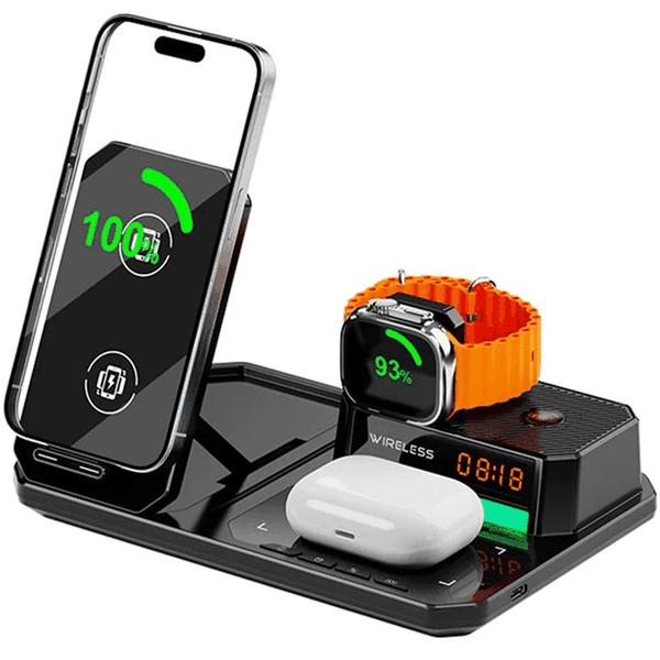 شارژر وایرلس 15 وات و اسپیکر رومیزی C18 با چراغ RGB