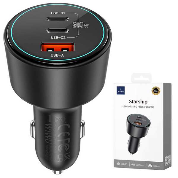 شارژر فندکی فست شارژ ماشین تایپسی 200 وات ویوو WI-QC026