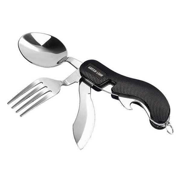 ست قاشق، چنگال، کارد و دربازکن بطری مسافرتی و کمپینگ گرین لاین GN-4IN1CSETBK