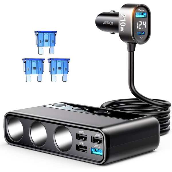 شارژر فندکی فست شارژ ماشین 210 وات تایپسی و یواسبی جویرم JR-CL06