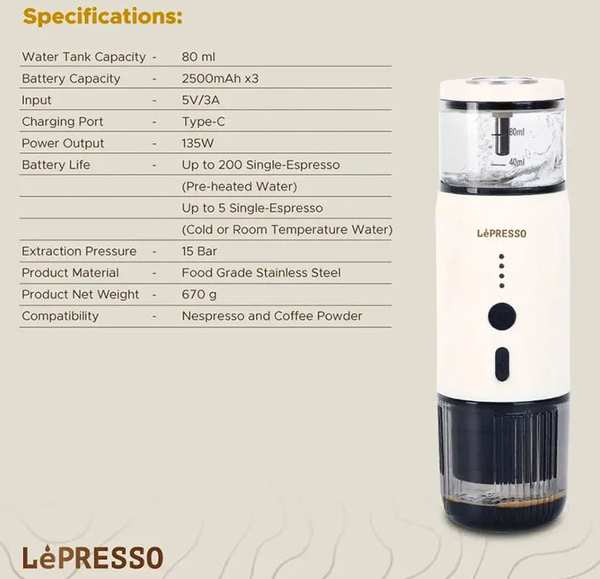 اسپرسوساز مسافرتی قابل حمل لپرسو LP001 -LPCFFMOOO1 - تصویر 14