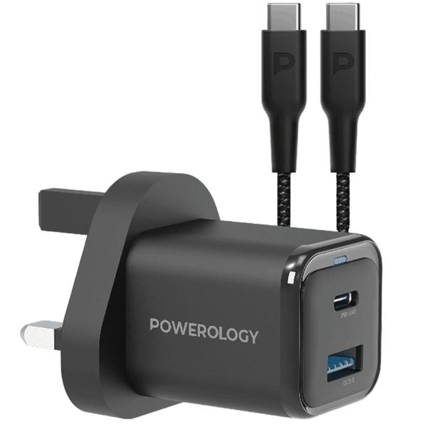 شارژر دیواری تایپ سی و یو اس بی 35 وات پاورولوژی PWCUQC023-C