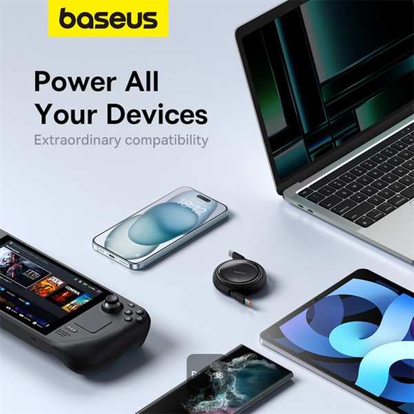 کابل شارژ دوسر تایپ سی جمعشونده 100 وات یک متری بیسوس P10364500111 CB000062 - تصویر 12