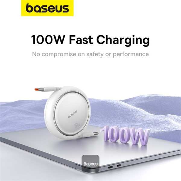 کابل شارژ دوسر تایپ سی جمعشونده 100 وات یک متری بیسوس P10364500111 CB000062 - تصویر 4
