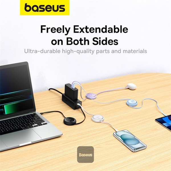 کابل شارژ دوسر تایپ سی جمعشونده 100 وات یک متری بیسوس P10364500111 CB000062 - تصویر 7