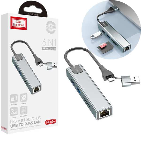 هاب USB و تایپ سی 5 پورت ارلدام ET-HUB24