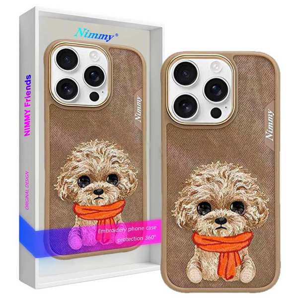 قاب مگسیف گوشی آیفون 16 پرو طرح سگ گلدوزی شده نیمی N-XDY-IP16-PRO-014