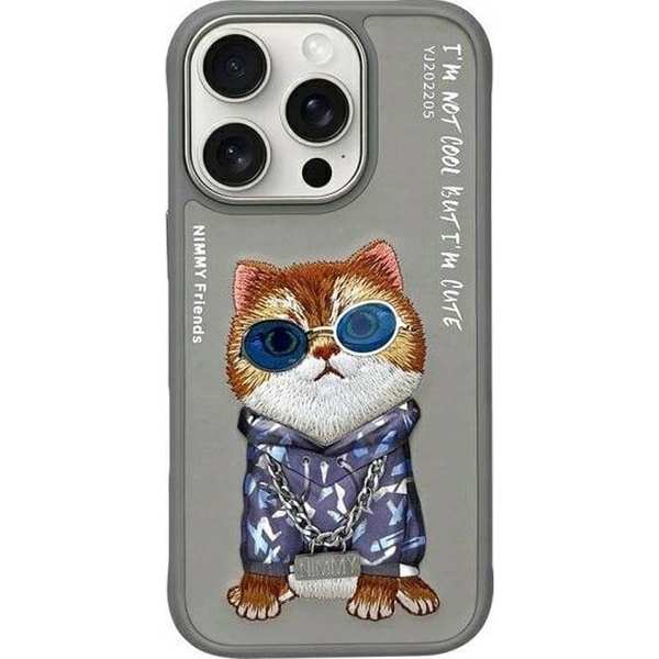 قاب گوشی آیفون 16 پرو گربه با زنجیر و عینک واقعی نیمی IP16-PRO-05-B