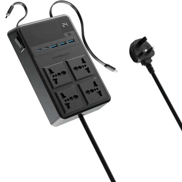 چند راهی و محافظ برق 2500 وات 4 سوکت، 3*USB و 2*تایپ سی پاورولوژی PWC029