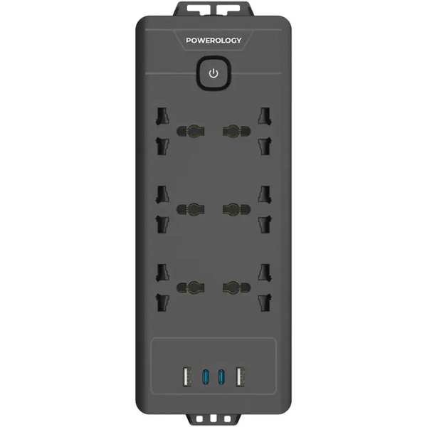 چند راهی و محافظ برق 2500 وات 6 سوکت، 2*USB و 2*تایپ سی پاورولوژی PWCUQC034