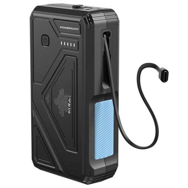 پاوربانک وایرلس خورشیدی 27000 تایپ سی و یو اس بی 22.5 وات پاورولوژی PP077 PPBCHA77 دارای چراغقوه