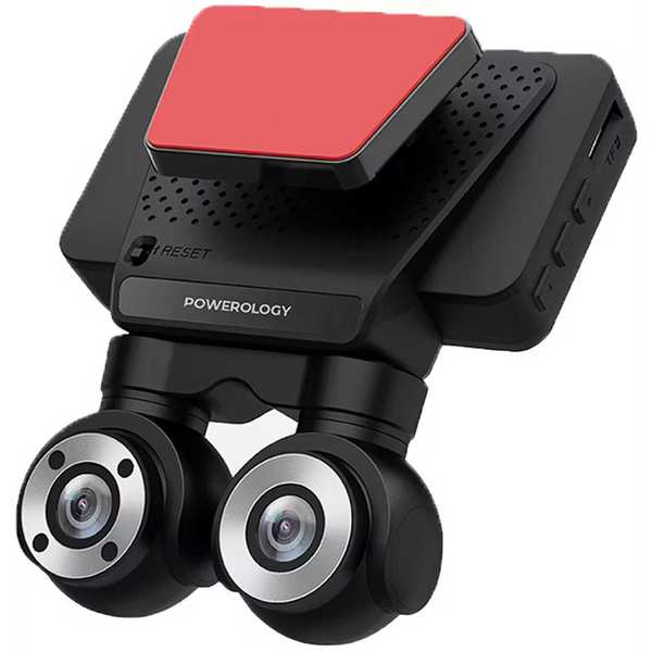 دوربین ثبت وقایع خودرو 4k پاورولوژی P4KCAM108 با دو لنز دوربین