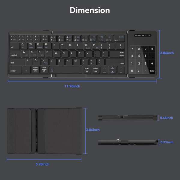 کیبورد بیسیم تاشو شارژی با تاچ پد Foldable Keyboard - تصویر 19
