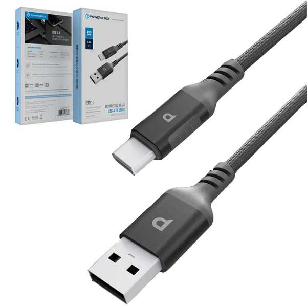 کابل شارژ و انتقال داده یو اس بی به تایپ سی 20 وات 1.2 متری پاورولوژی Powerology PCAB022GY