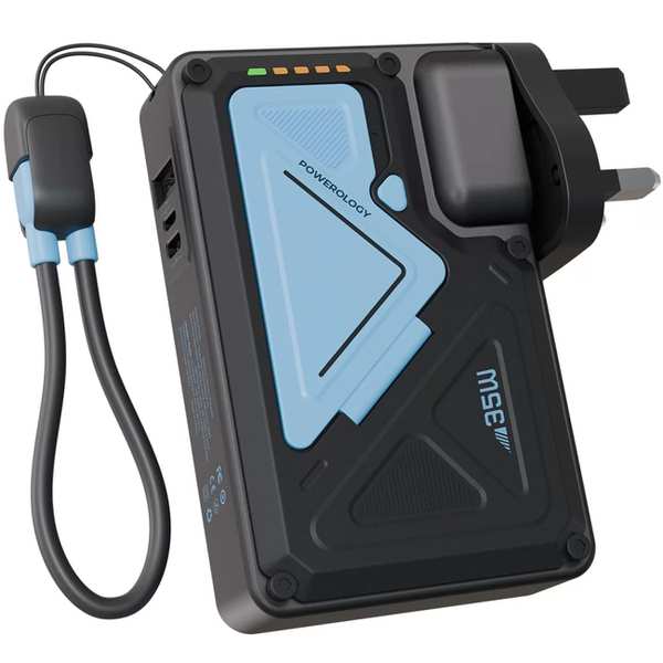 پاوربانک 10000 وایرلس و شارژر دیواری Type-C، USB و لایتنینگ فست شارژ 35 وات پاورولوژی Powerology PPBCHA80