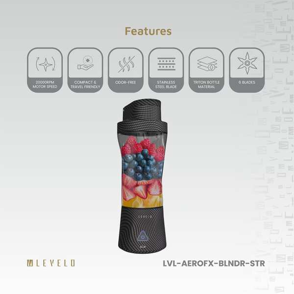 آبمیوه گیری و مخلوط کن قابل حمل 6 تیغ لِوِلو Levelo LVL-AEROFX-BLNDR-STR - تصویر 12