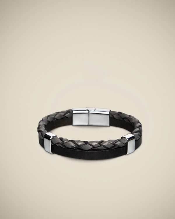 دستبند مردانه چرمی کروم 27