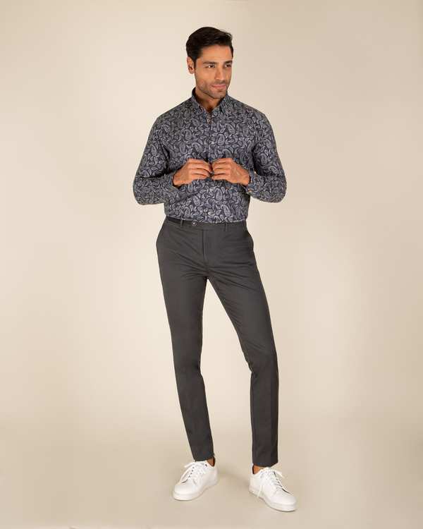 پیراهن طرح دار پشمی 2220114 کروم