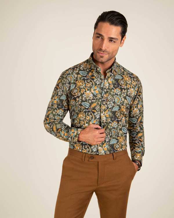 پیراهن طرح دار پشمی 2220114 کروم