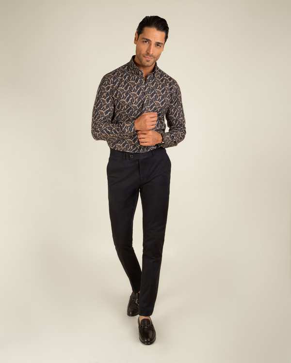 پیراهن طرح دار پشمی 2220115 کروم