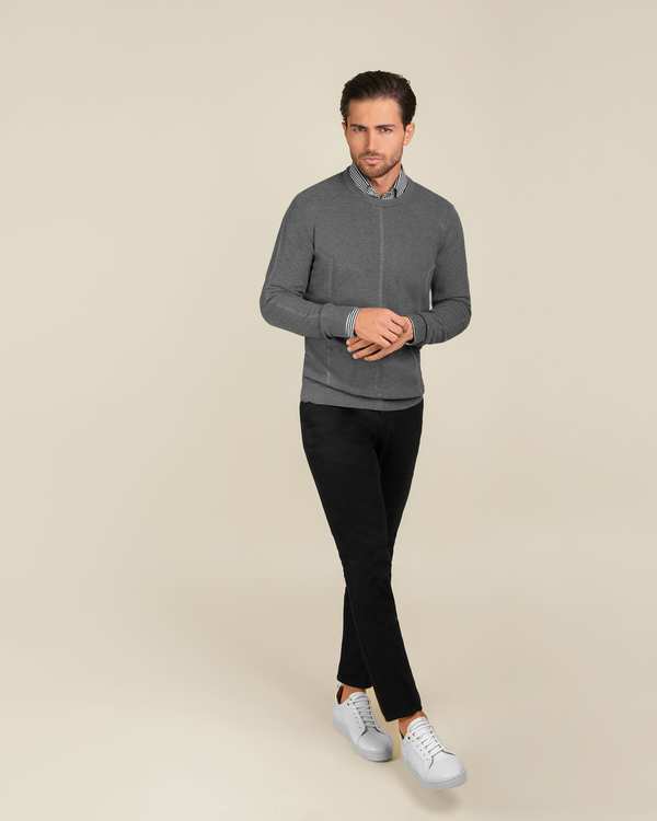 پلیور یقه گرد مردانه 2221001 کروم
