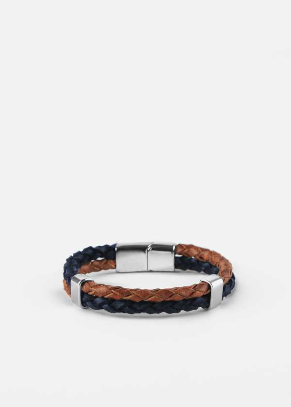 دستبند مردانه چرمی 2311906 کروم