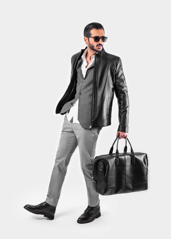 کاپشن چرم 2320704 کروم