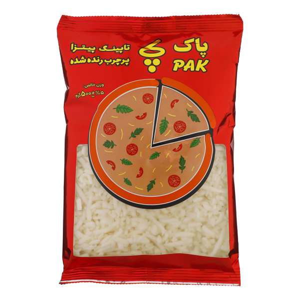 تاپینگ پیتزا پرچرب رنده شده 500 گرمی پاک