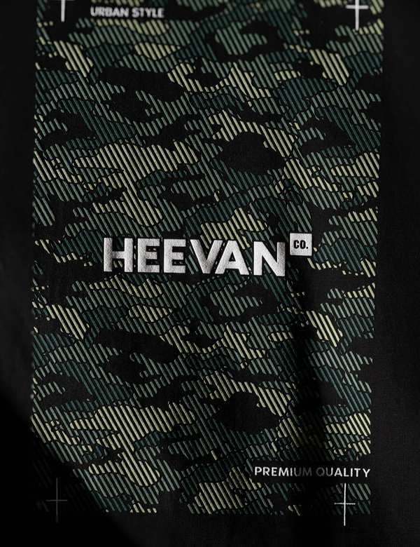 تی شرت مردانه مشکی هیوان heevan مدل ارتشی کد 59930 - تصویر 3