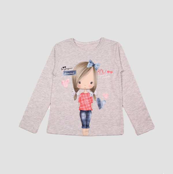 بلوز یقه گرد ملانژ دخترک جین پوش بانی نو