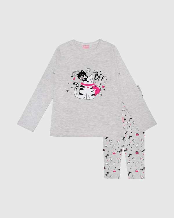 بلوز شلوار چاپ گربه bff بانی نو