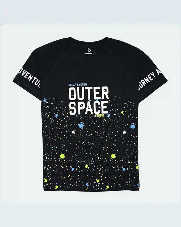 تی شرت پسرانه یقه گرد مدل OUTER SPACE بانی نو