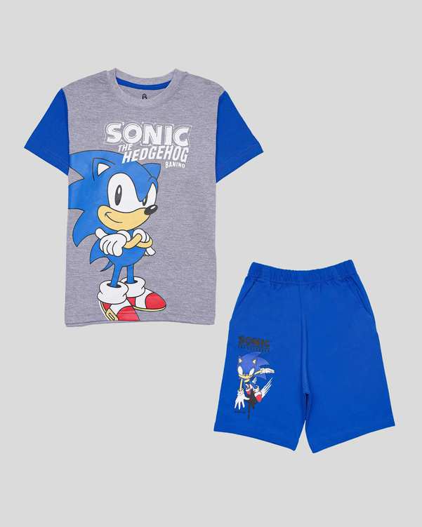 تی شرت شلوارک پسرانه طوسی طرح SONIC بانی نو
