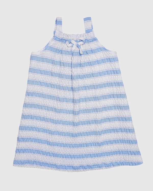 سارافون بندی دخترانه طرح راه راه آبی بانی نو