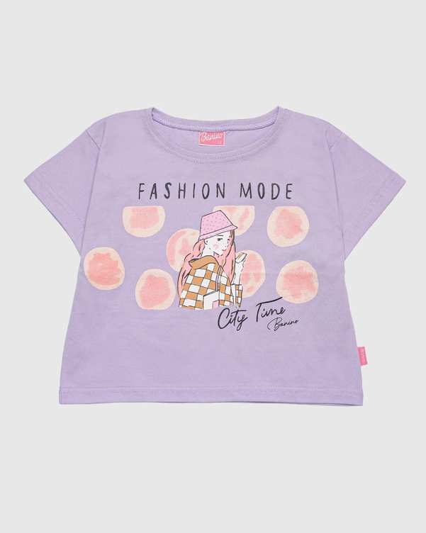 تی شرت دخترانه طرح FASHION MODE رنگ بنفش بانی نو