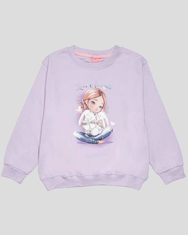 سویشرت دخترانه طرح Love Animal بنفش بانی نو