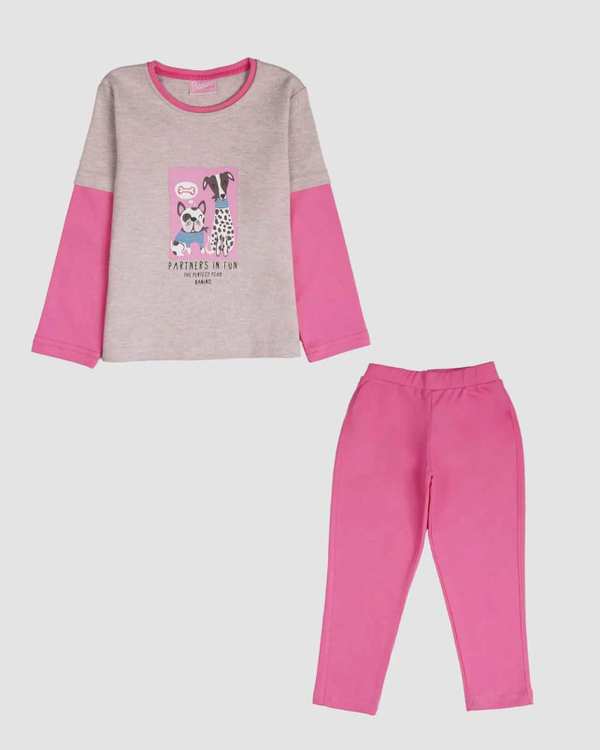 بلوز و شلوار دخترانه طرح دو سگ بانی نو