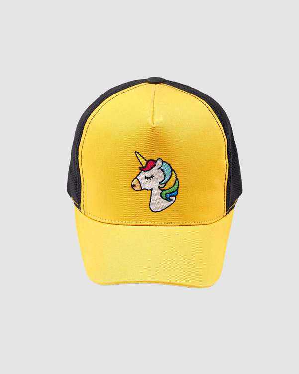 کلاه نقابدار دخترانه مدل UNICORN زرد بانی نو