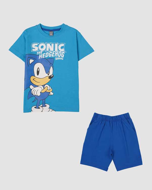 ست تیشرت و شلوارک پسرانه مدل SONIC آبی بانی نو
